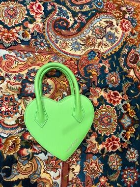 Neon Green Heart Tote Bag by NAYR STUDIO